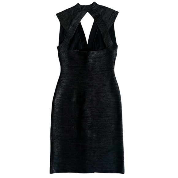 Herve Leger Authentic Y2K Vintage Women’s Metallic Black & Silver Bandage Dress - Picture 5 of 13